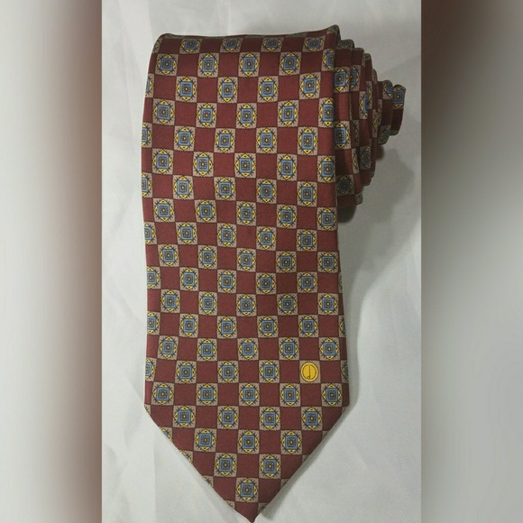 Dunhill Tie Geometric Maroon Burgundy - Picture 1 of 5
